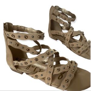 Sam Edelman Daya Studded Leather Gladiator Sandals Womens 8 NWT Zip backs